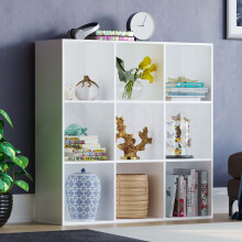 (White) Durham 9 Cube Bookcase 3x3 Shelf Rack Storage Unit
