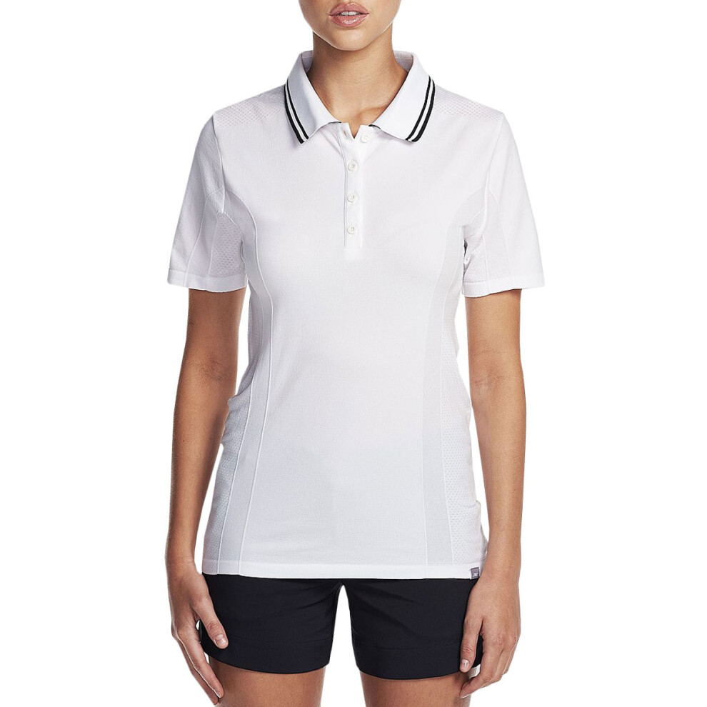 (L/XL, White) Skechers Golf Womens Sweet Spot Seamless Performance Active Polo Shirt