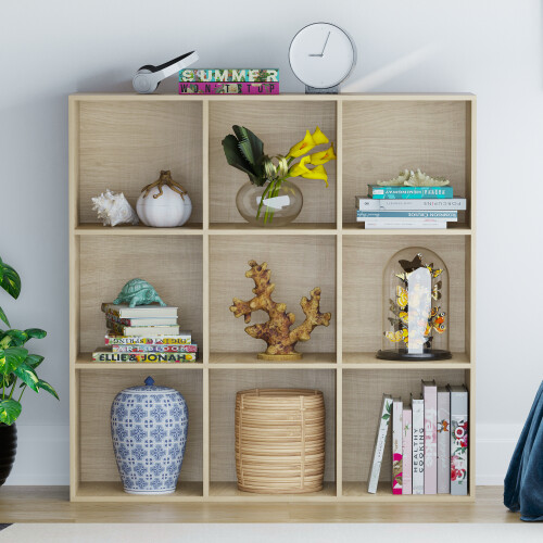 Vida Designs (Oak) Durham 9 Cube Bookcase 3x3 Shelf Rack Storage Unit 2