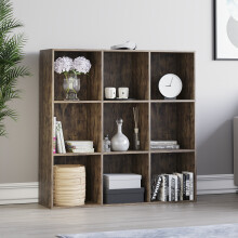 (Dark Wood) Durham 9 Cube Bookcase 3x3 Shelf Rack Storage Unit