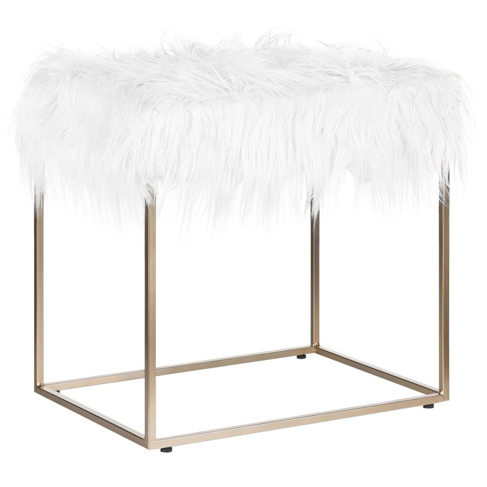 Footstool MANHATTAN Faux Fur White