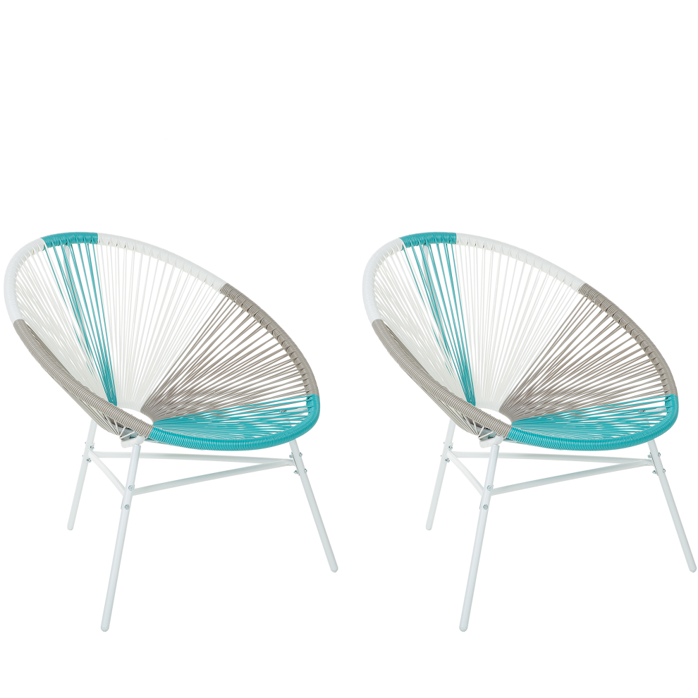 Set of 2 Garden Chairs ACAPULCO PE Rattan White