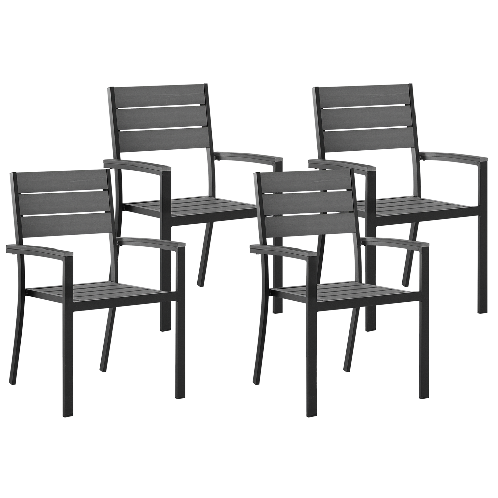 Set of 4 Garden Chairs PRATO Grey