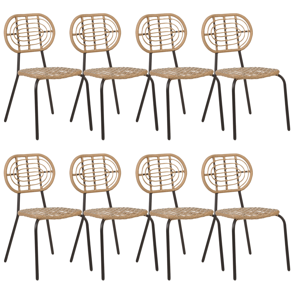 Set of 8 Chairs PRATELLO PE Rattan Natural