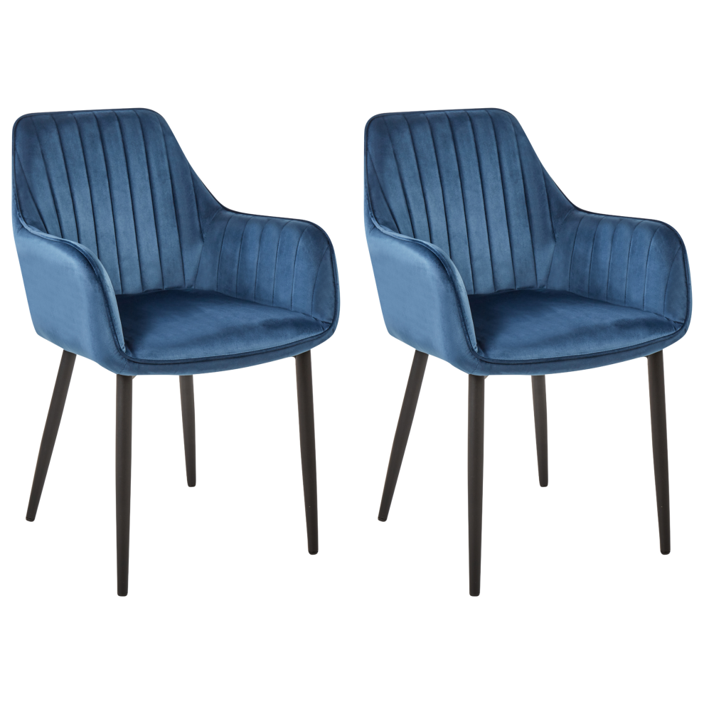 Set of 2 Dining Chairs WELLSTON Velvet Dark Blue