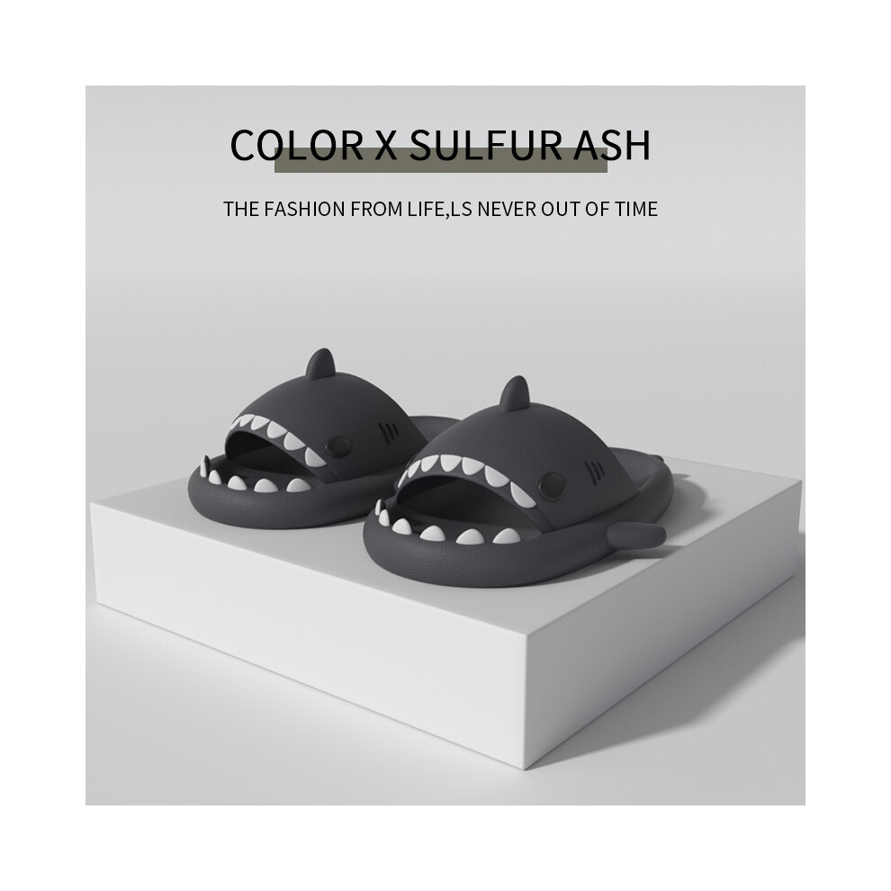 (Black, 36/37≈Foot Length23-23.5cm) Adults Couples Sharks Nonslip Slippers Shower Bathroom Slipper Eva Sandals