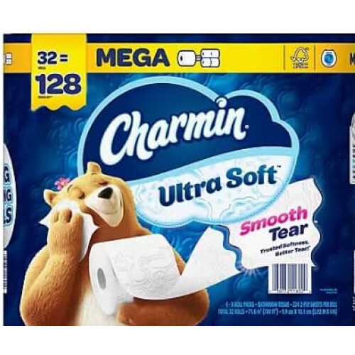 Charmin Ultra Soft Toilet Paper Extra Mega Rolls 231 Sheets/Roll, 32 Rolls
