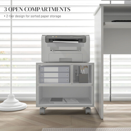 Homcom HOMCOM Printer Stand with Storage Printer Cart on Wheels for Home Office White 2