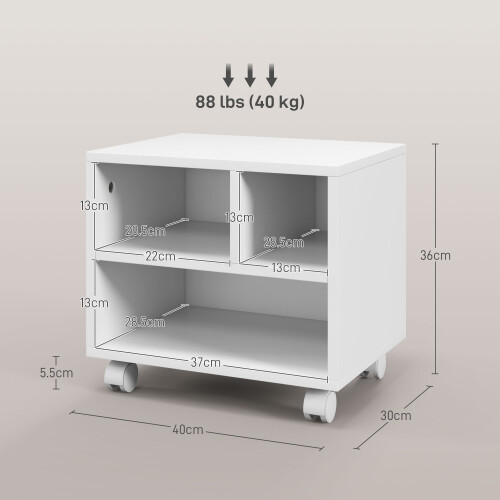 Homcom HOMCOM Printer Stand with Storage Printer Cart on Wheels for Home Office White 1