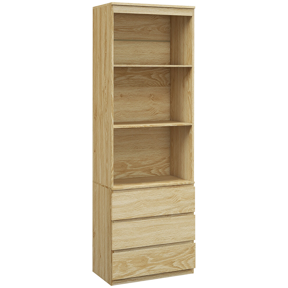 180cm Tall Bookcase With 3 Shelves 3 Drawers For Living Room