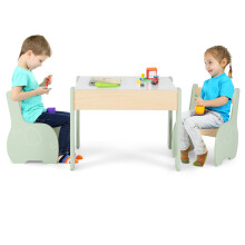 Kids Table and Chair Set 4-in-1 Wooden Activity Table and 2 Chairs