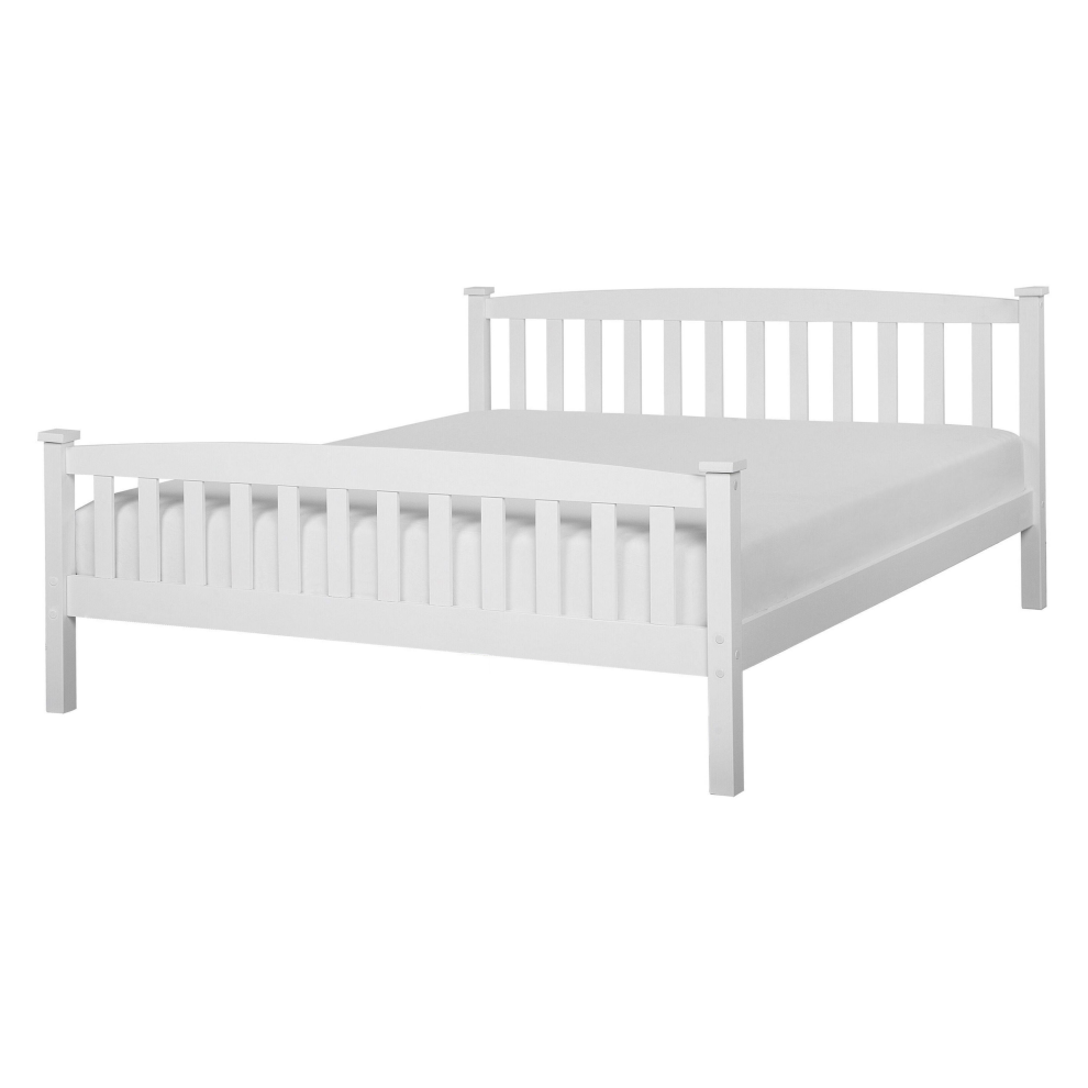 Bed Pine Wood GIVERNY 140 x 200 cm (EU Double) White