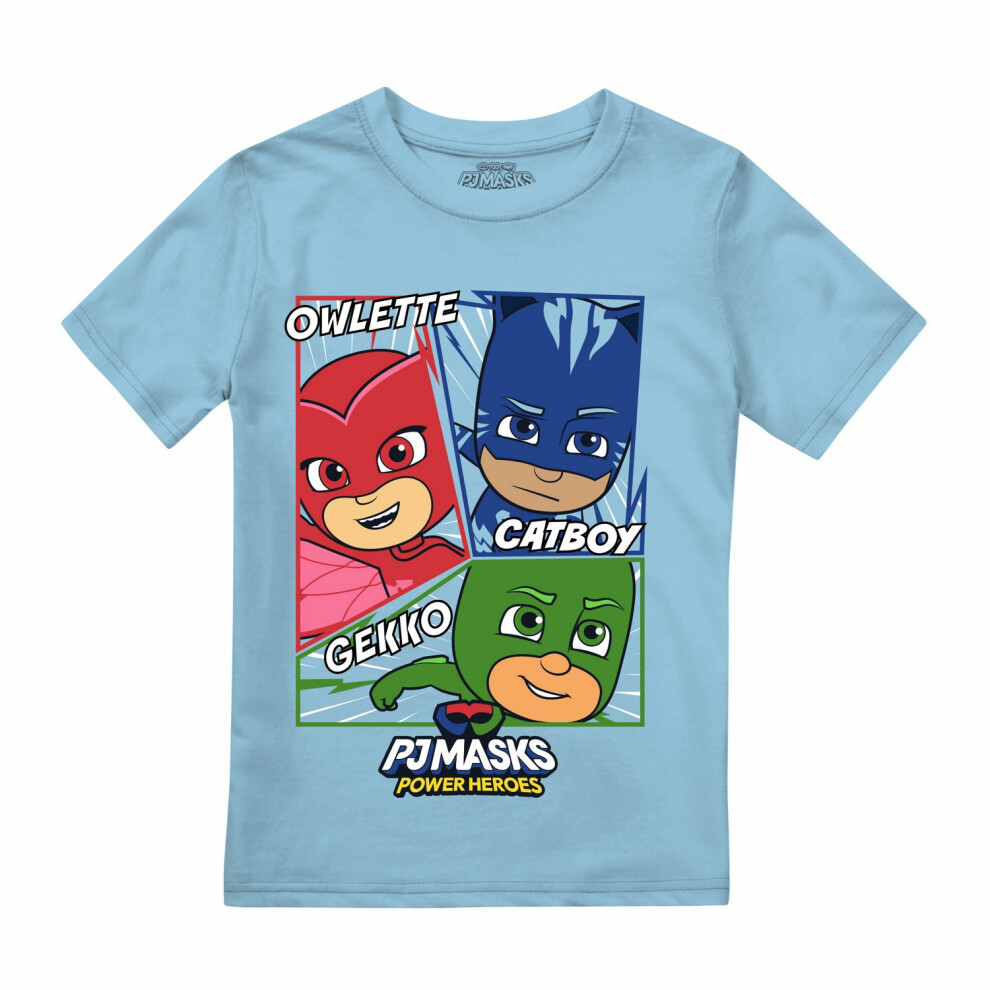 (7-8 Years, Light Blue) PJ Masks Boys Comic Heroes T-Shirt