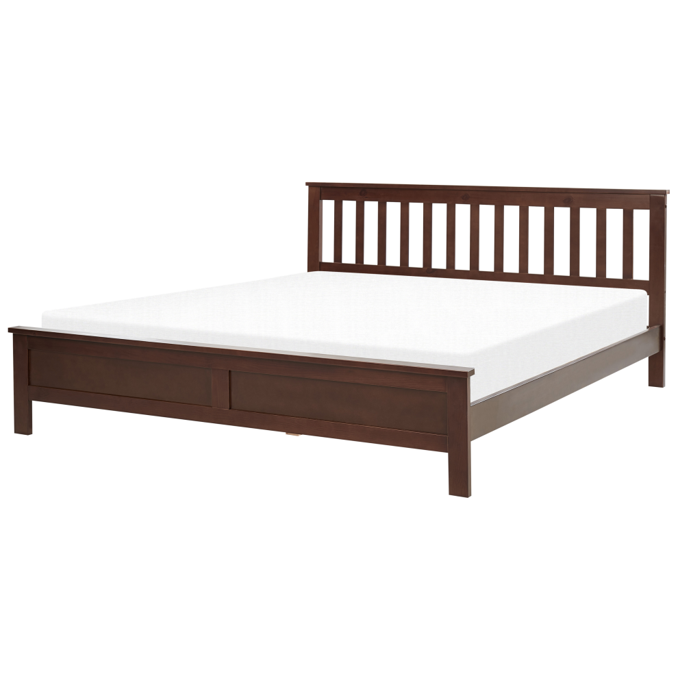 Bed Pine Wood MAYENNE 180 x 200 cm (EU Super King) Dark Brown