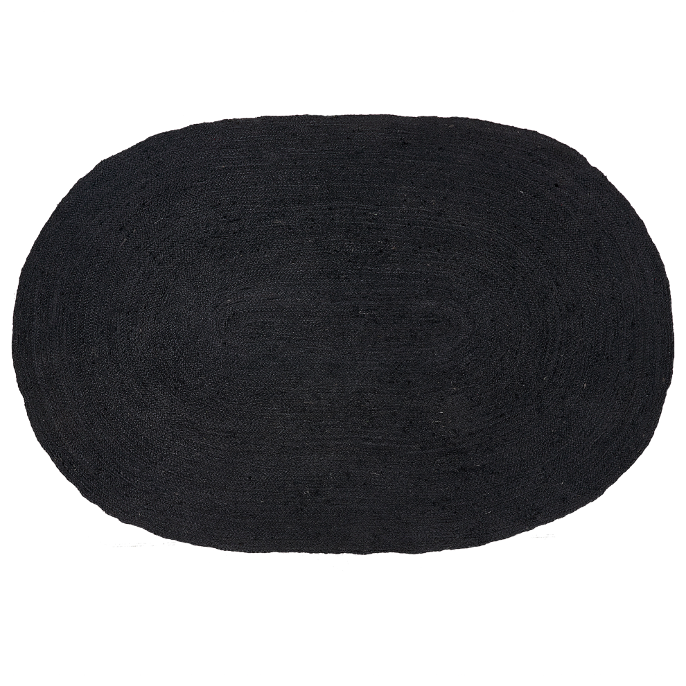 Oval Jute Area Rug 160 x 230 cm Black DEMIRCI