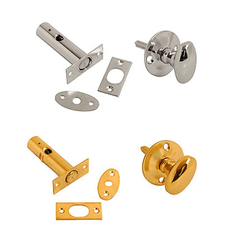 (Chrome, Oval Thumbturn) Dzina Door Rack Bolts Optional Thumb Turn Or Key Chrome Or Brass 5057670088529