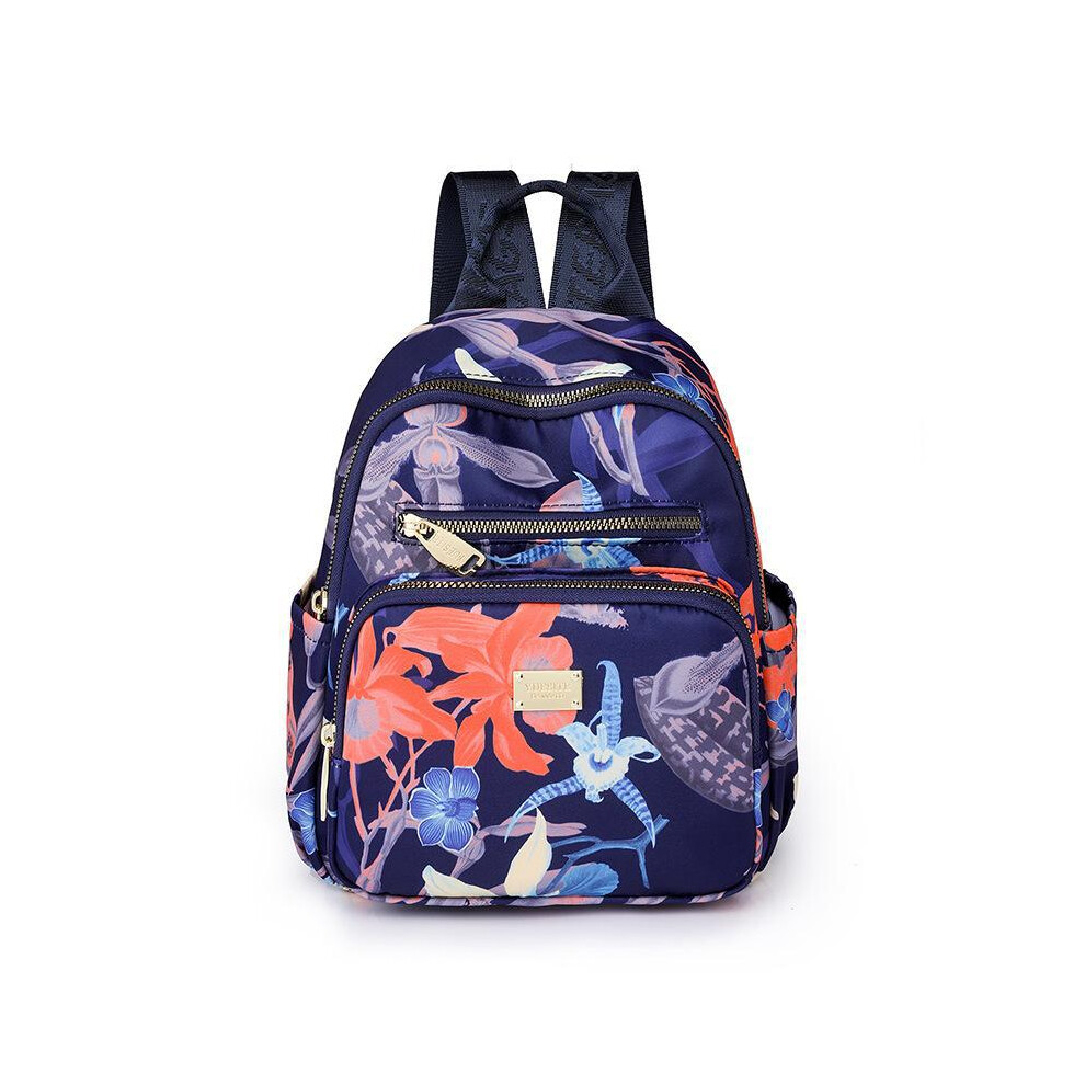 (Orange lily) 2024 summer new style printed nylon cloth women's bag large capacity,Travel backpack for women,medium sized rucksack,Trendy letter style