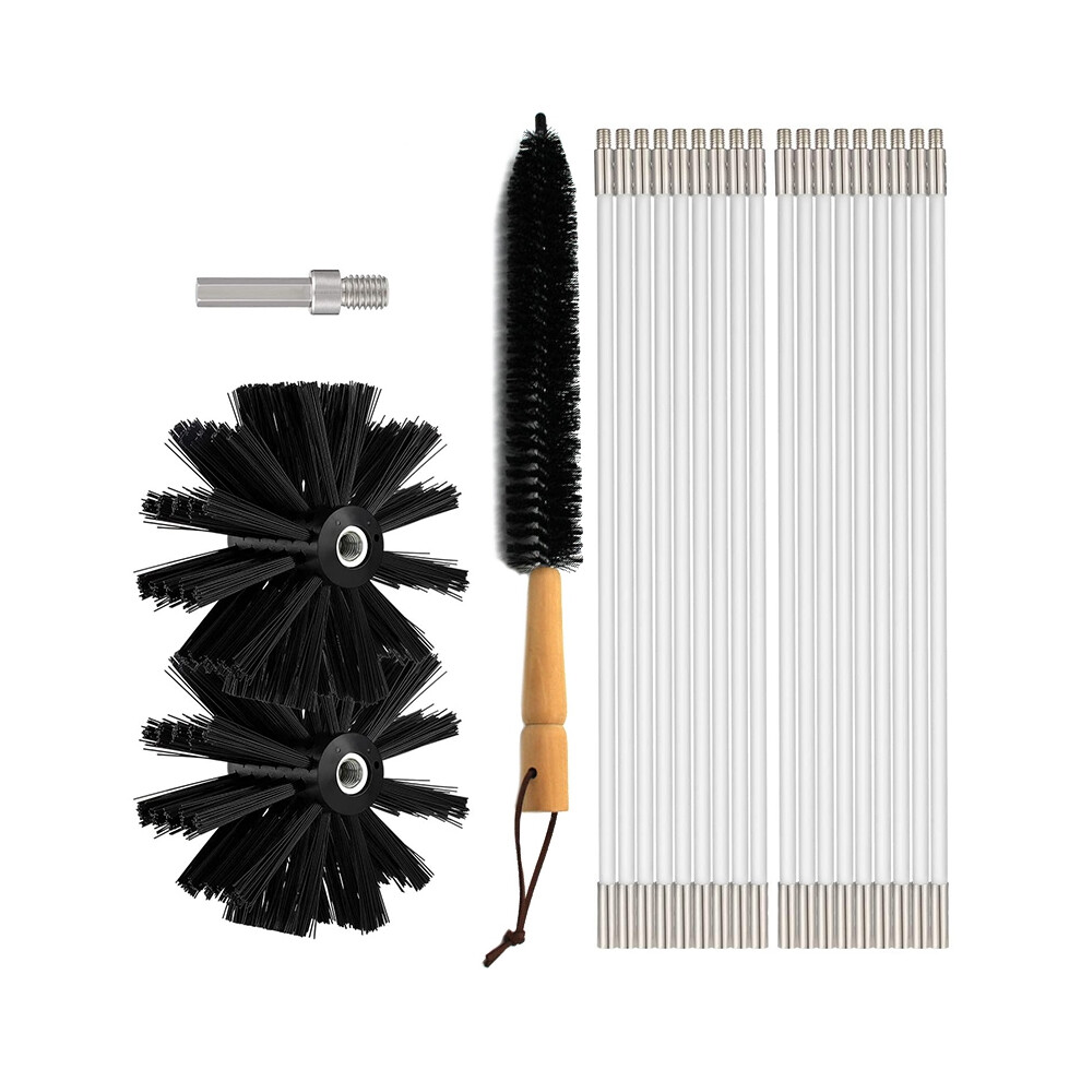 Dryer Vent Cleaner, Flexible 18 Rods Dry Duct Cleaning Kit Chimney Swe-Ep Brush with 2 Brush Heads and Dryer Lint Brush