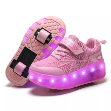 (UK 1/33/21.3 CM, Pink) Kids Boys Girls Wheel Trainers Skates Shoes Flash Roller Skate Sneakers Spider *