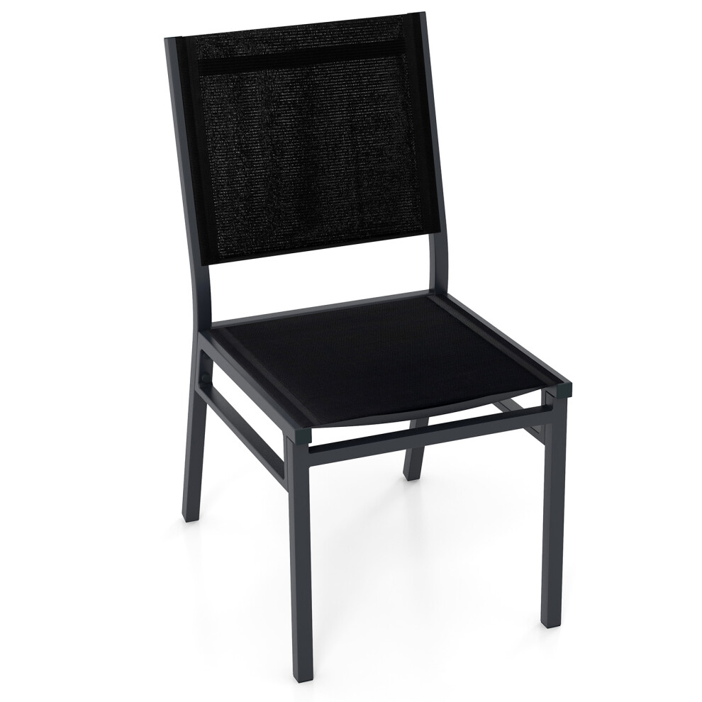 Outdoor Dining Chair Patio Armless Chair w/ Breathable Seat & Backrest