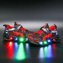 (UK11 Kdis (EU size 30), Red) Boys Girls Trainers LED Light Up Sneaker Kids Luminous Flashing Sport Shoes Size