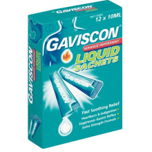 Gaviscon Advance Peppermint Liquid Sachet 10ml X 12's | Treat Relief Heartburn & Indigestion | Reduces Pain & Discomfort | Sugar & Gluten Free