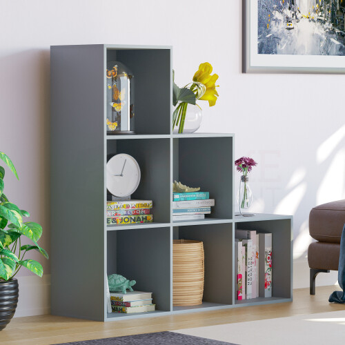 Vida Designs (Grey) Durham 6 Cube Bookcase Staircase Ladder Storage