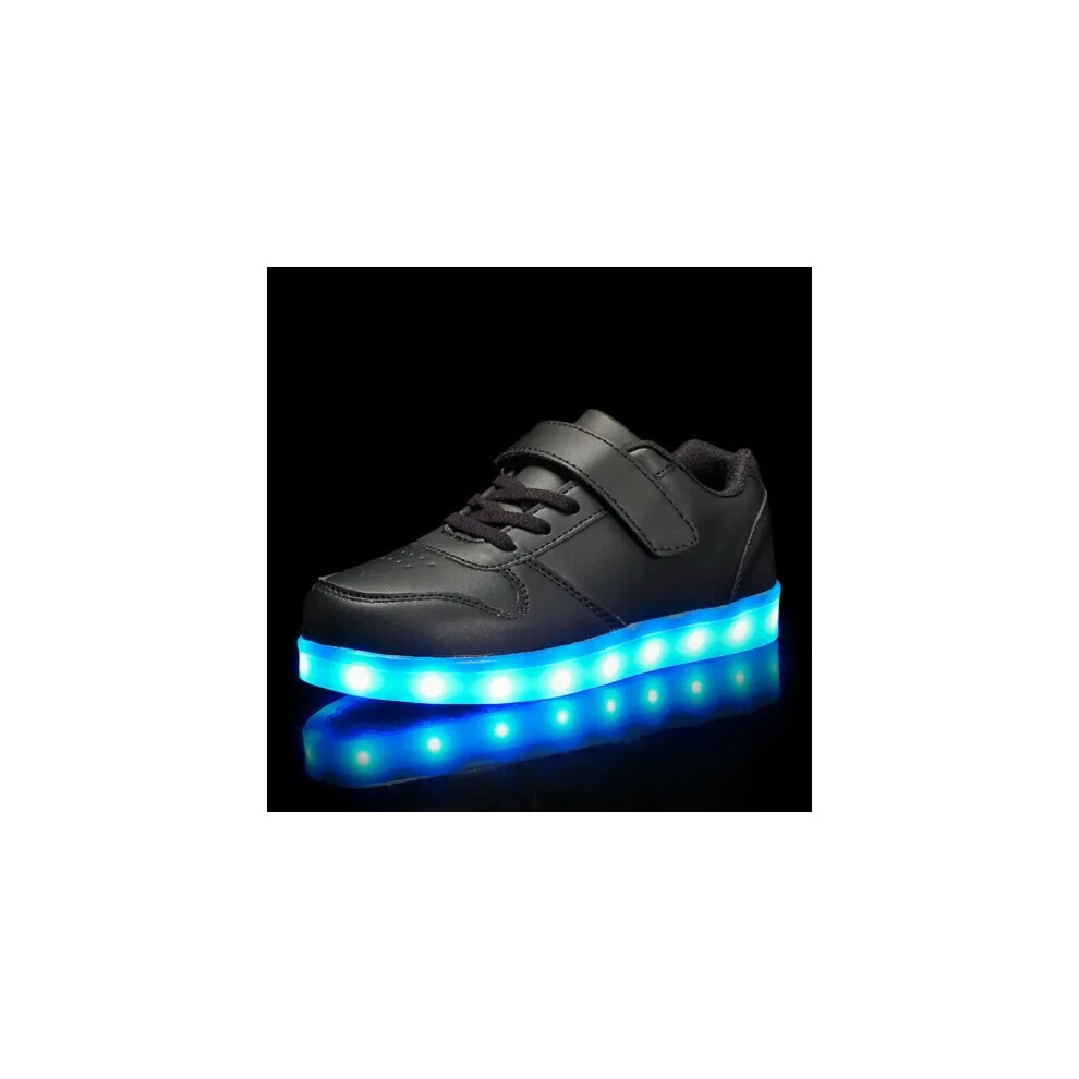 (1, Black) Girls Boys USB Light Up Shoes Luminous Flashing Trainers Sneakers Xmas Gift UK