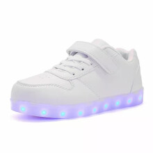 (11 kids, White) Girls Boys USB Light Up Shoes Luminous Flashing Trainers Sneakers Xmas Gift UK