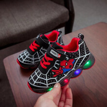 (Black, UK 13 Kids (EU SIZE 33)) Spiderman LED Trainers Kids Boys Girls Shoes Children Flashing Light Up Sneakers