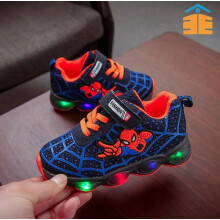 (Blue, UK 10 Kids (EU SIZE 28)) Spiderman LED Trainers Kids Boys Girls Shoes Children Flashing Light Up Sneakers