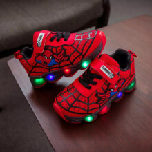 (Red, UK 9 Kids (EU SIZE 27)) Spiderman LED Trainers Kids Boys Girls Shoes Children Flashing Light Up Sneakers