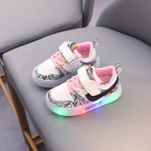 (Pink, UK 5Infant) Baby Boys Girls Kids Shoes Toddler Light Up Luminous Trainers LED Flash Sneakers
