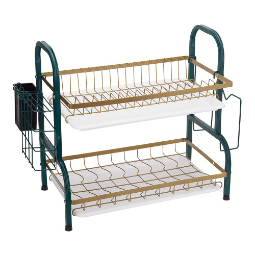 Living And Home Kitchen 2-Tier Carbon Steel Dish Rack 2