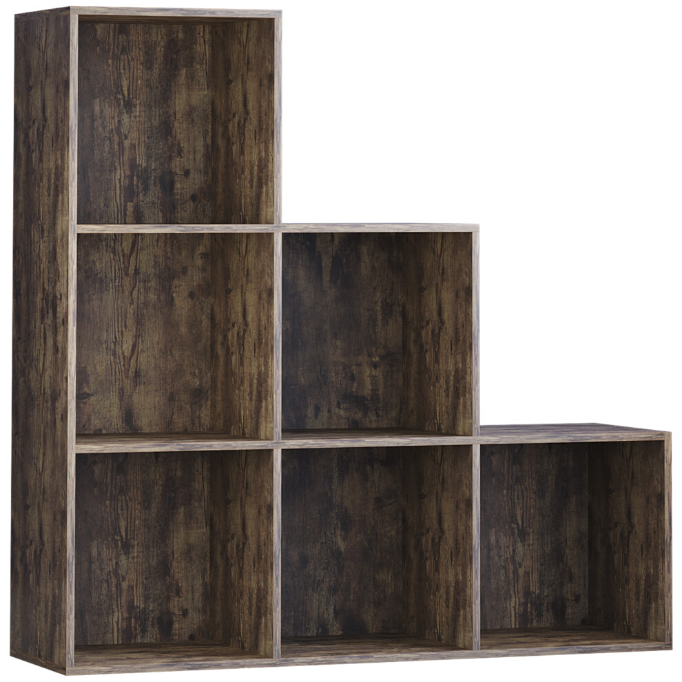 (Dark Wood) Durham 6 Cube Bookcase Staircase Ladder Storage