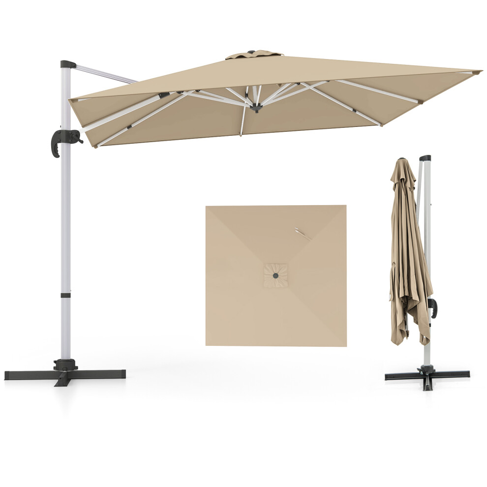 Patio Umbrella Square Cantilever Umbrella w/ 360Â° Rotation Beige