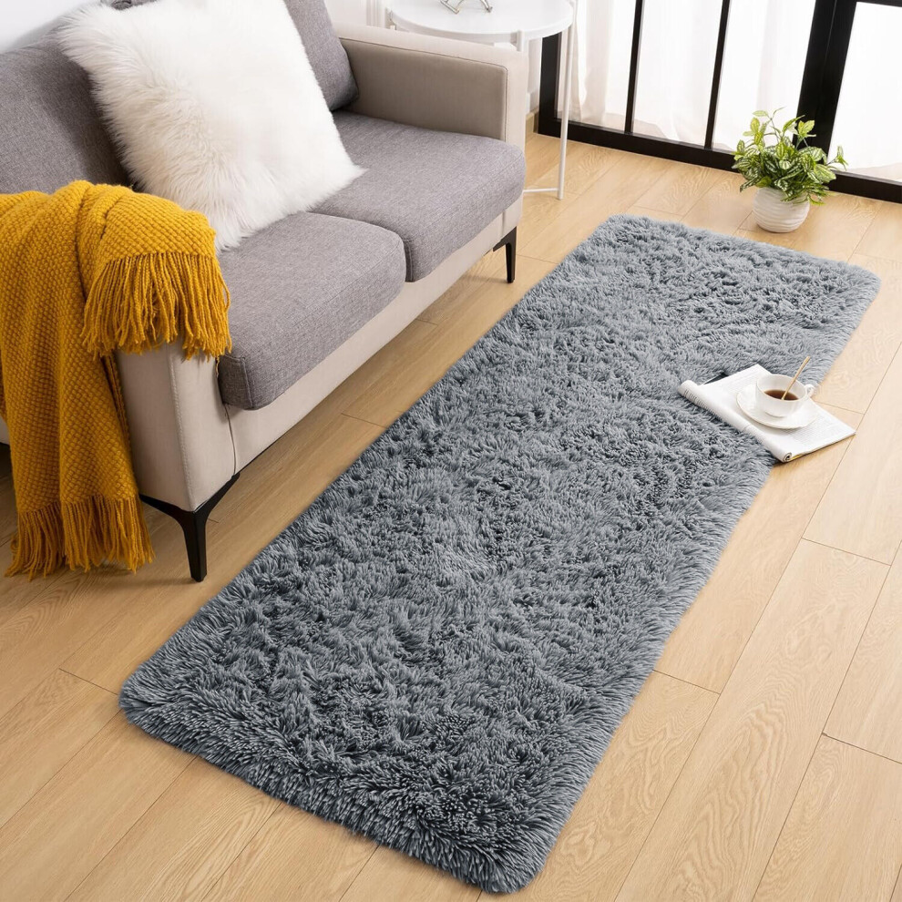 (Grey, 60 x 220cm (2ft x 7ft 3")_Runner) Thick Shaggy Non Slip Rugs Living Room Area Rugs Hallway Runner Round Rugs & Door Mats