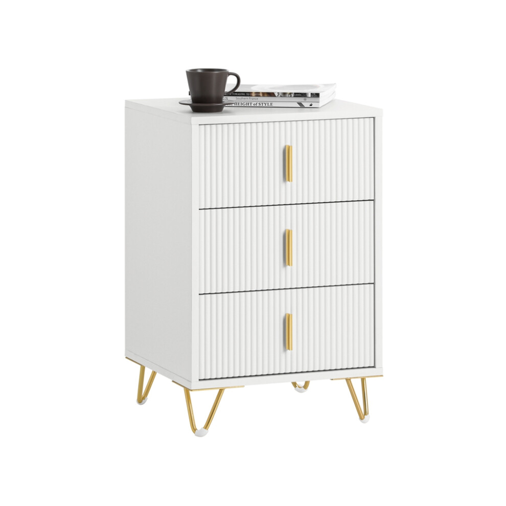 SoBuy FBT115-L-W 3 Drawers Bedside Table Nightstand Side Table End Table