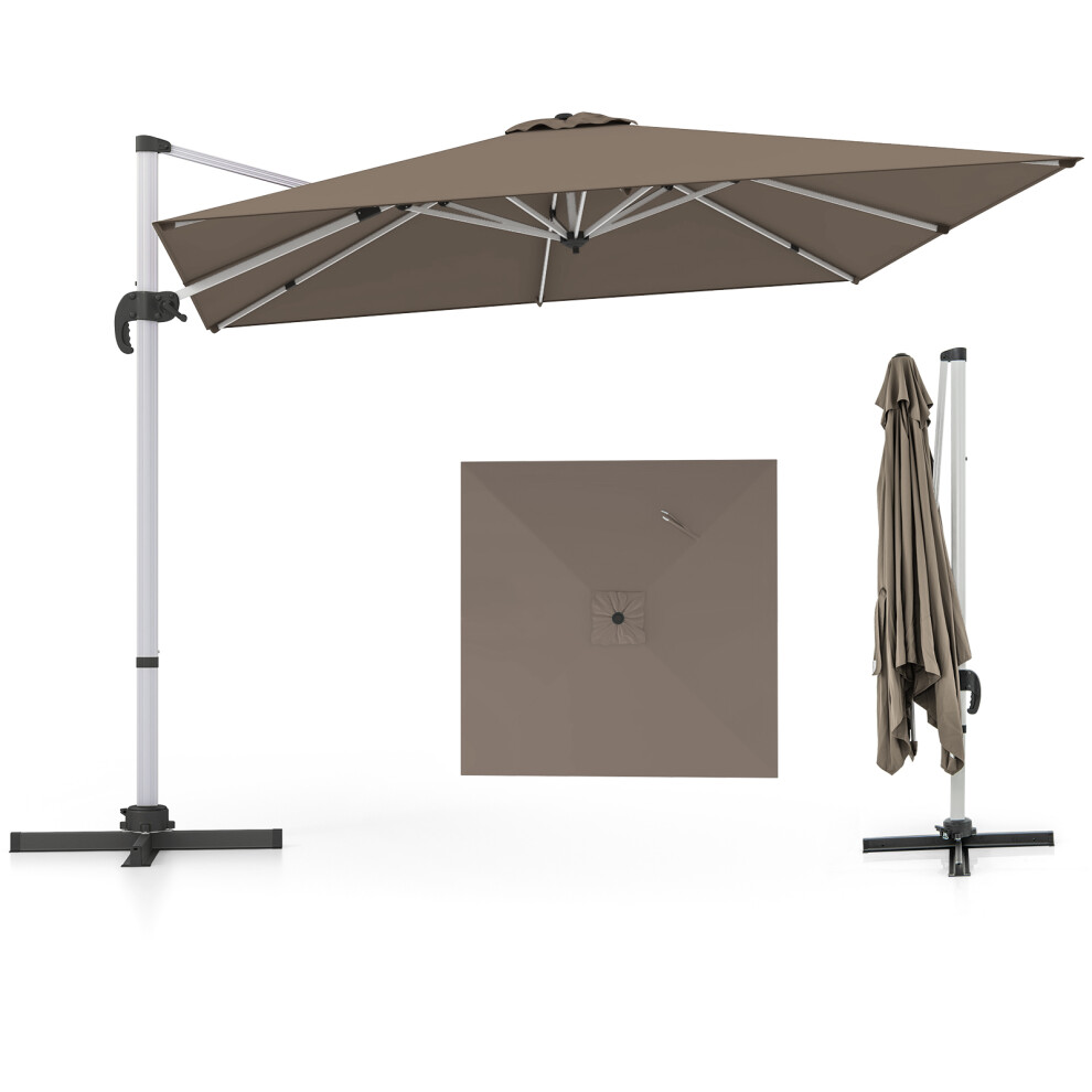 Patio Umbrella Square Cantilever Umbrella w/ 360Â° Rotation Brown