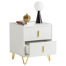 SoBuy FBT115-W 2 Drawers Bedside Table Nightstand Side End Table