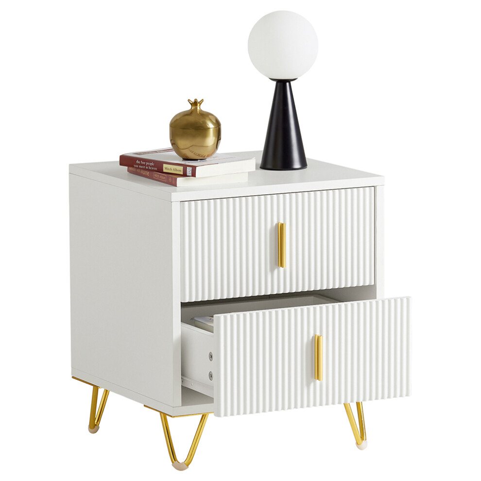 SoBuy FBT115-W 2 Drawers Bedside Table Nightstand Side End Table