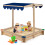 Costway Kids Wooden Sandbox with Height-adjustable Canopy & Bottomless Design 1