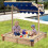 Costway Kids Wooden Sandbox with Height-adjustable Canopy & Bottomless Design 4
