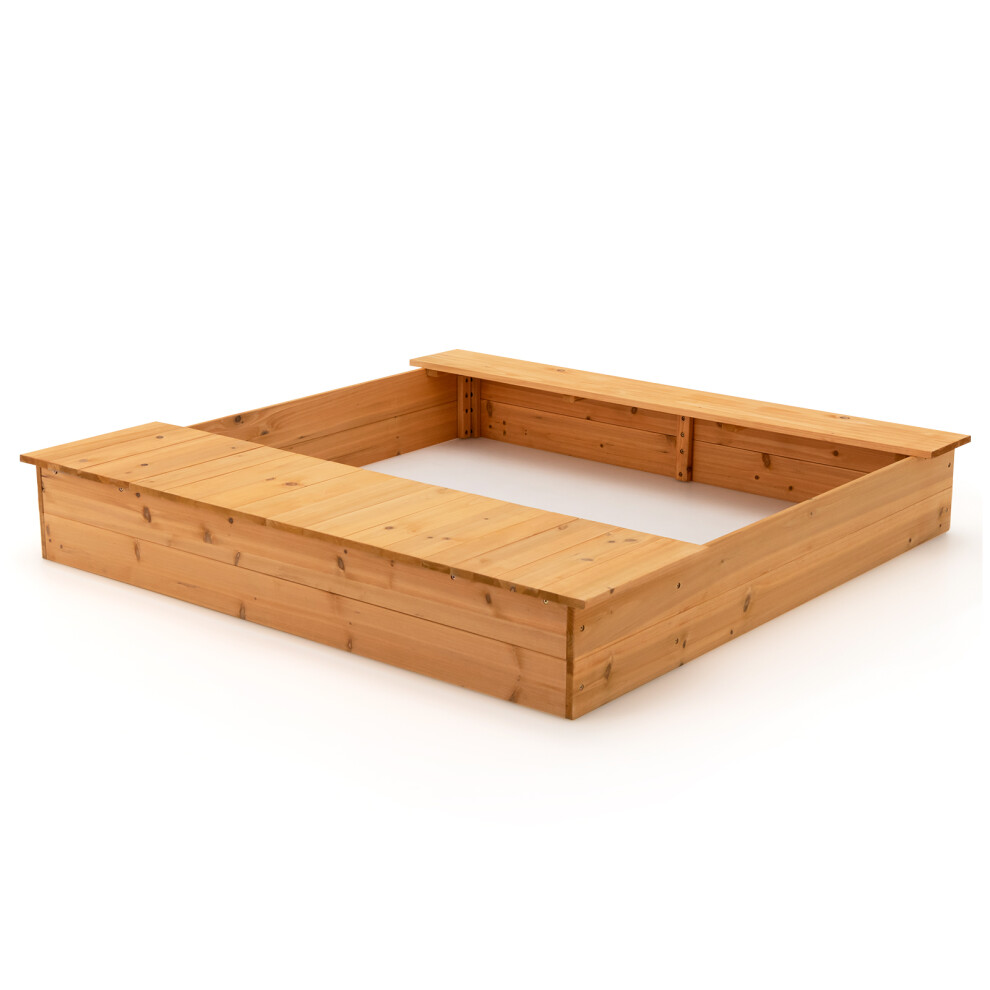 Covered Kids Sandbox Kids Wooden Sandbox with 2 Storage Boxes