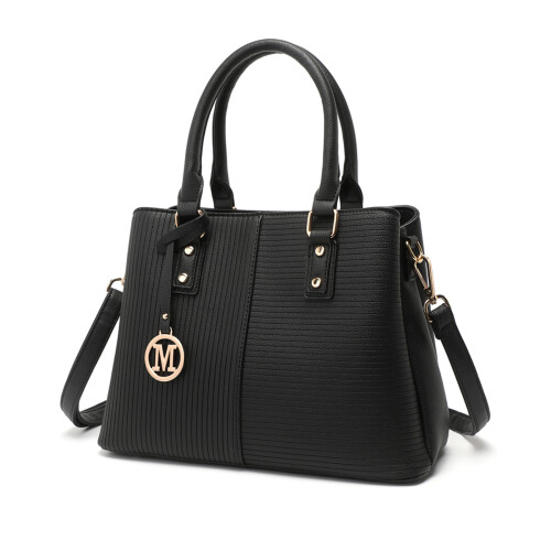 (Black) Modern Elegance PU Leather Lady's Tote Bag 2