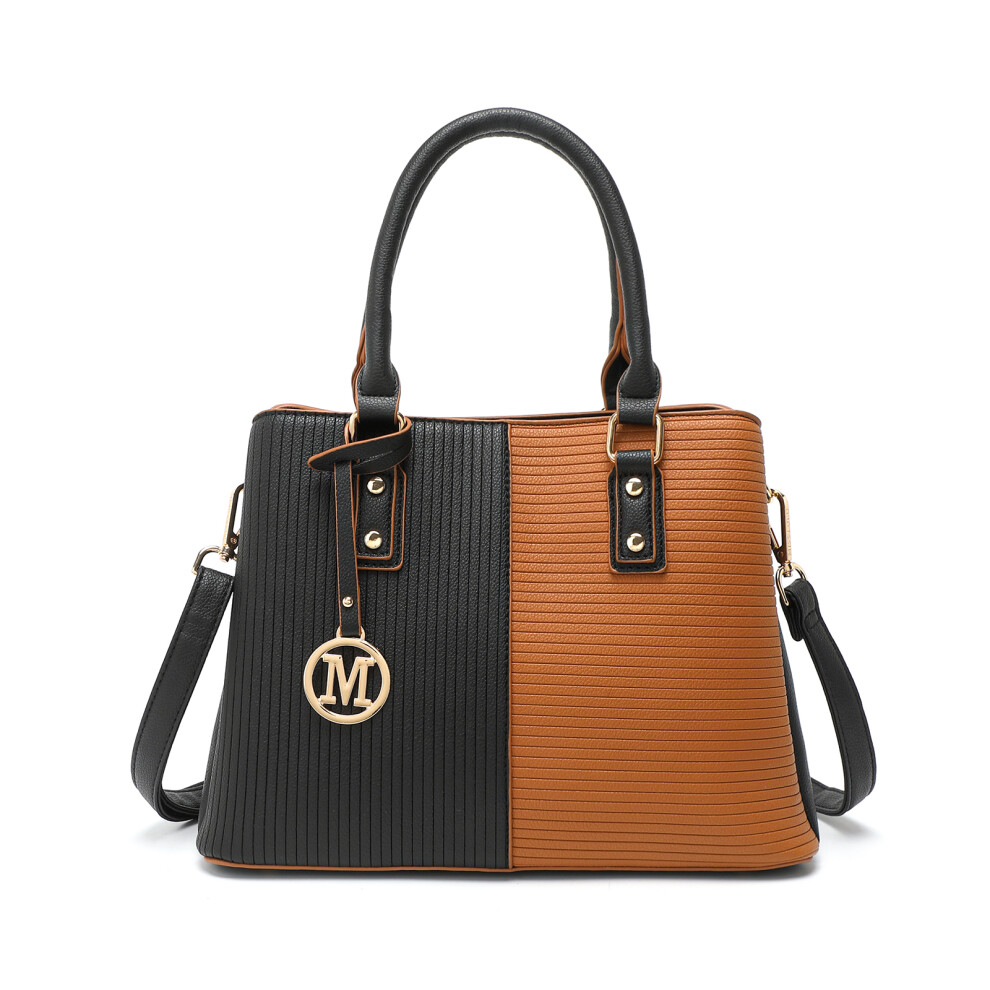 (Black and Brown) Modern Elegance PU Leather Lady's Tote Bag