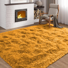 (Yellow, 120 x 170cm (3 ft 11" x 5 ft 7")) Thick Shaggy Non Slip Rugs Living Room Area Rugs Hallway Runner Round Rugs & Door Mats