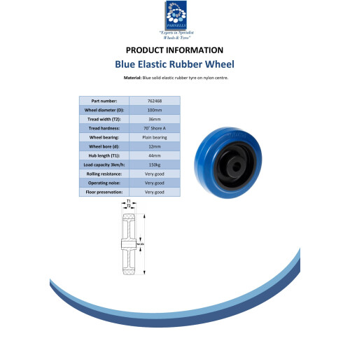 100mm Rad mit blauem elastischen Gummi auf Nylonkern 2