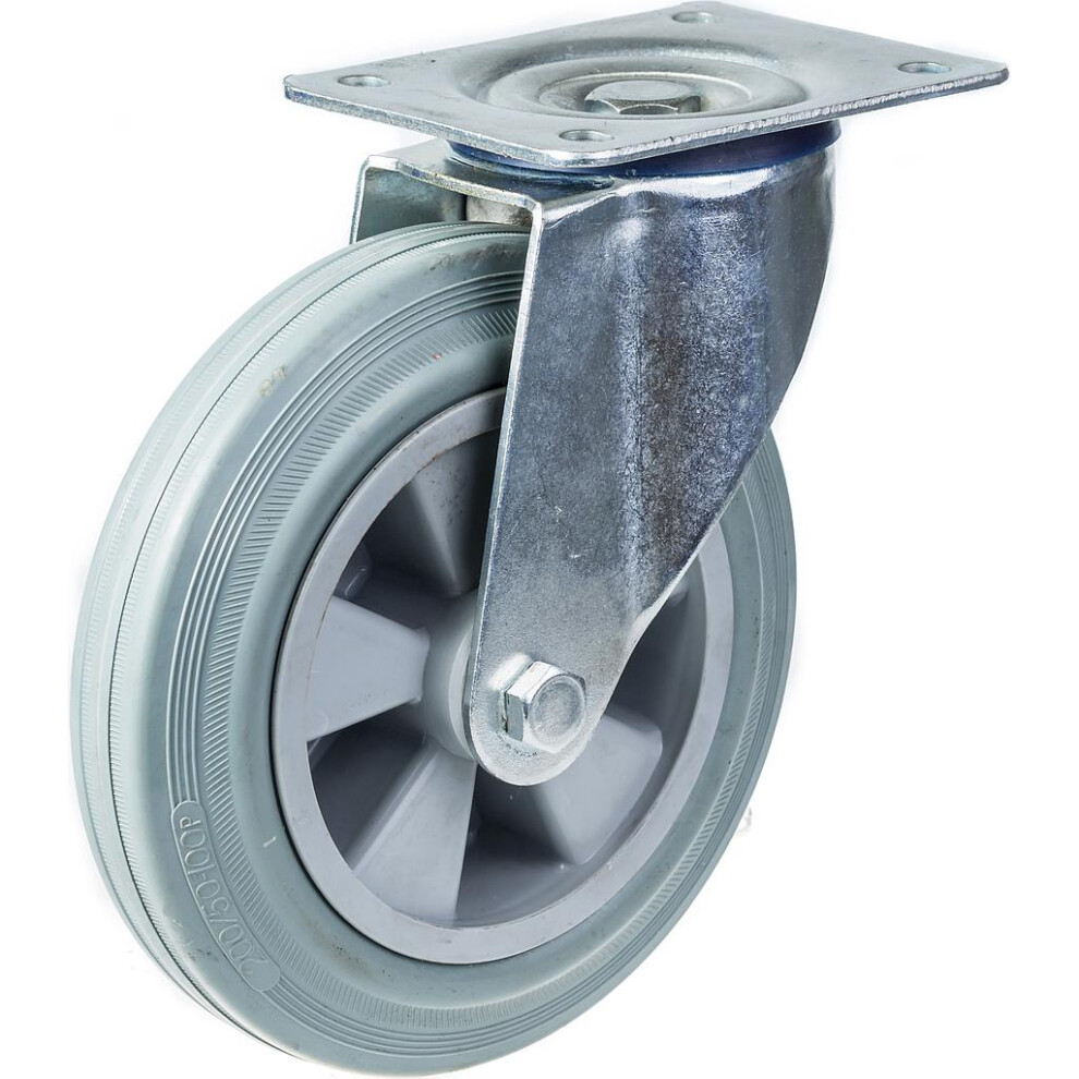 Parnells 200Mm 8" Castor Rubber Tyre Swivel Strong 205Kg Capacity Grey