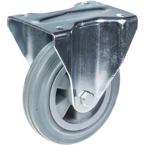 Parnells 160mm 6" castor grey rubber tyre fixed strong 135kg capacity